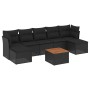 Schwarze 8-tlg. vidaXL Garten-Sofagarnitur aus Poly Rattan mit Kissen und Tisch.