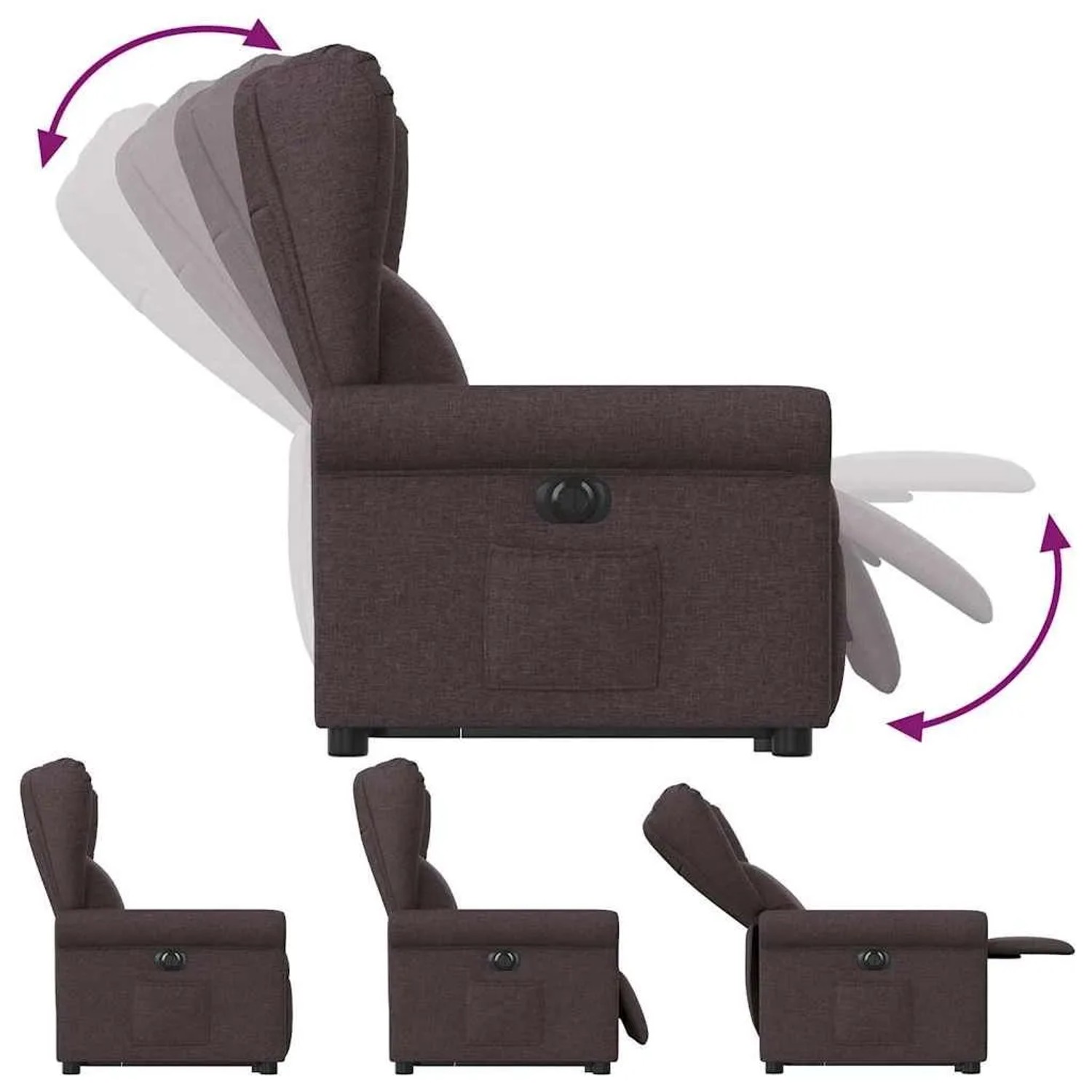 vidaXL Relaxsessel mit Aufstehhilfe Elektrisch Dunkelbraun Stoff 3303399_9