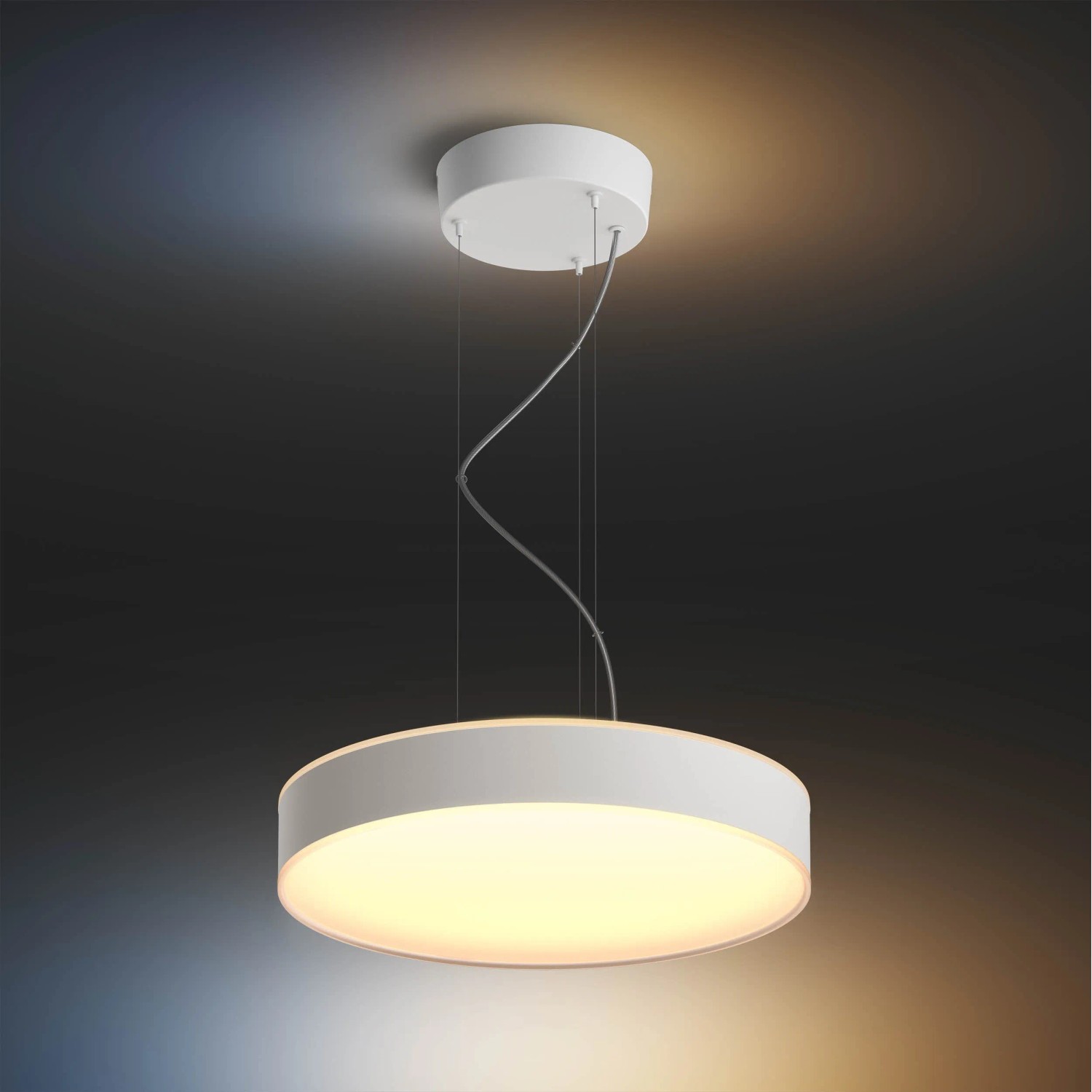Weiße Philips Hue Enrave Pendelleuchte mit Dimmer, 4500 lm, für stimmungsvolles Licht.