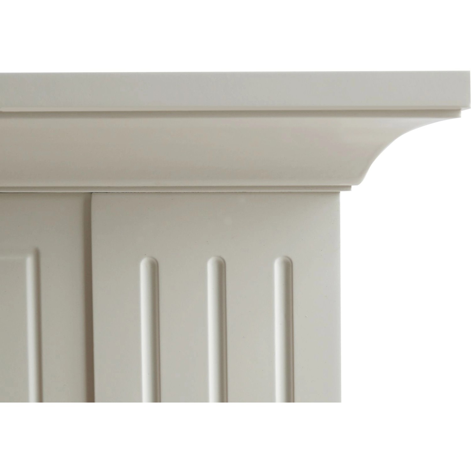 Detailansicht: Weißer El Fuego Elektrokamin Malmö mit MDF-Paneelen.