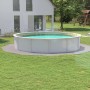 Weißer Steinbach Stahlwandpool Nuovo de Luxe II, Ø 360 cm, mit Leiter im Garten.