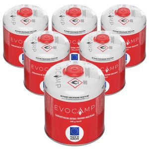 6er-Pack Evocamp Gaskartuschen, 450g Propan/Butan Schraubkartusche mit Eurogewinde.