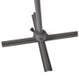 Graues Aluminium-Fußkreuz und Stange eines Ampelschirms mit Drehmechanismus für Garten & Terrasse.