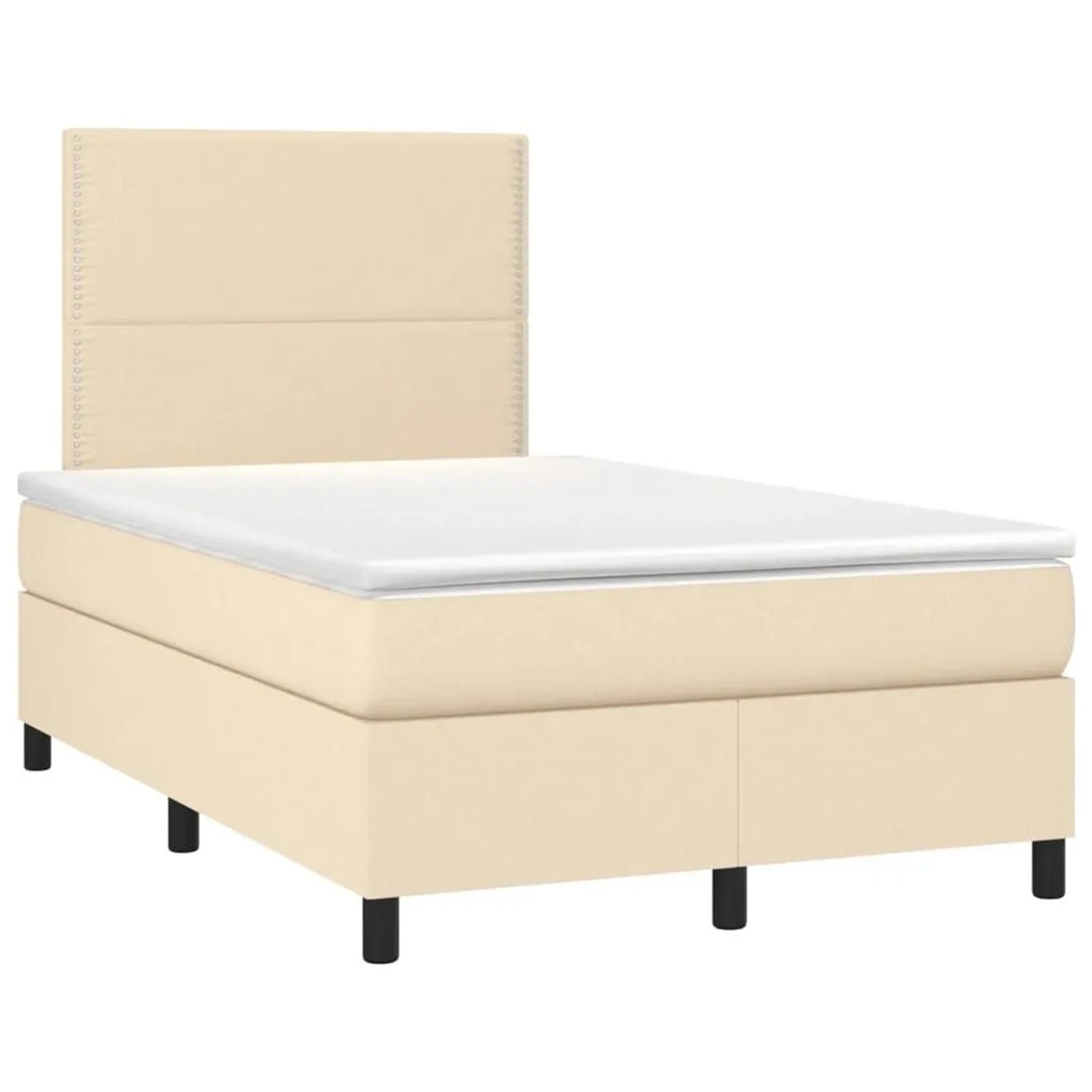 vidaXL Boxspringbett mit Matratze Creme 120x190 cm Stoff 3269879
