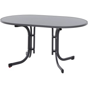 Rechteckiger, anthrazitfarbener Siena Garden Klapptisch Paco, 90x140 cm. Gartentisch mit Stahlrahmen.