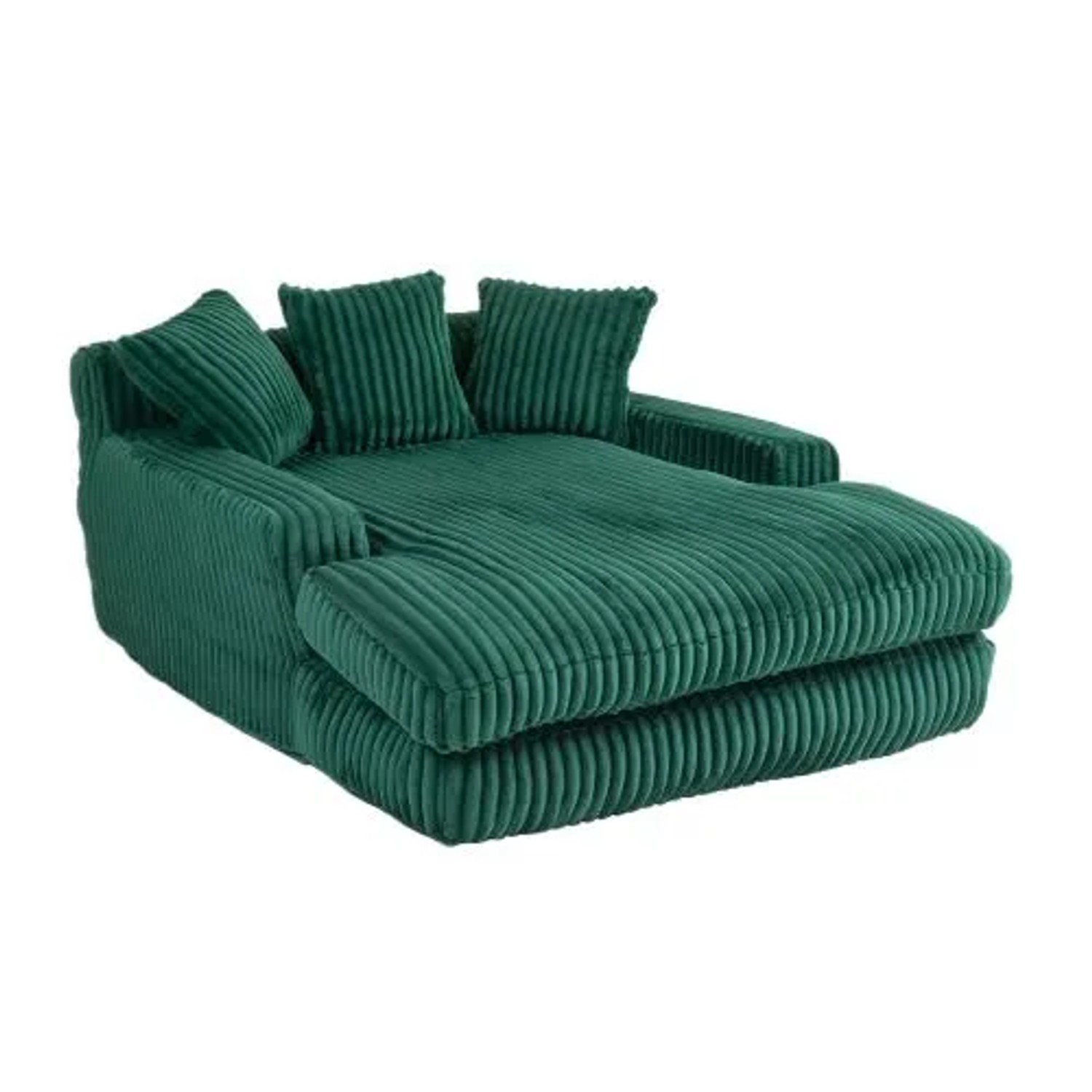 PXloue Stoffsofa Cord Bodensofa 125x155x63cm mit 3 Kissen Grün