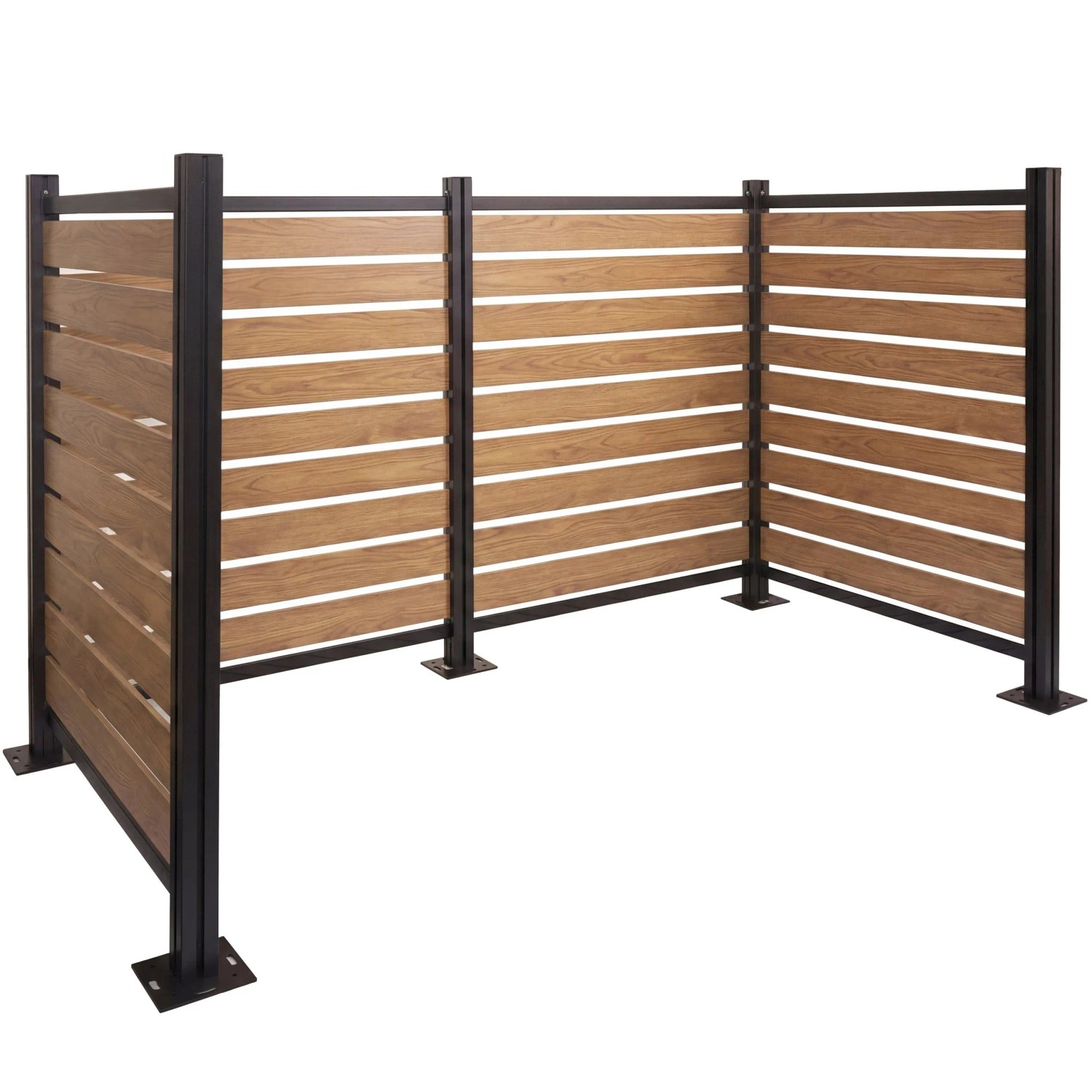 PROREGAL Alu Mülltonnen-Zaun HxBxT 130x206x110cm Mülltonnenverkleidung Hellbraun Holzoptik Erweiterbar
