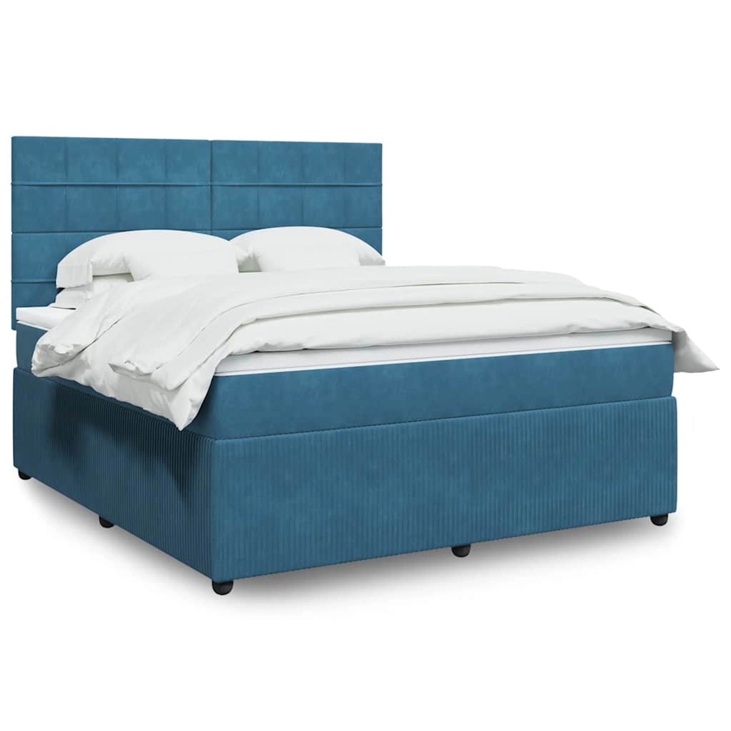 vidaXL Boxspringbett mit Matratze Blau 180x200 cm Samt 3294710 günstig online kaufen