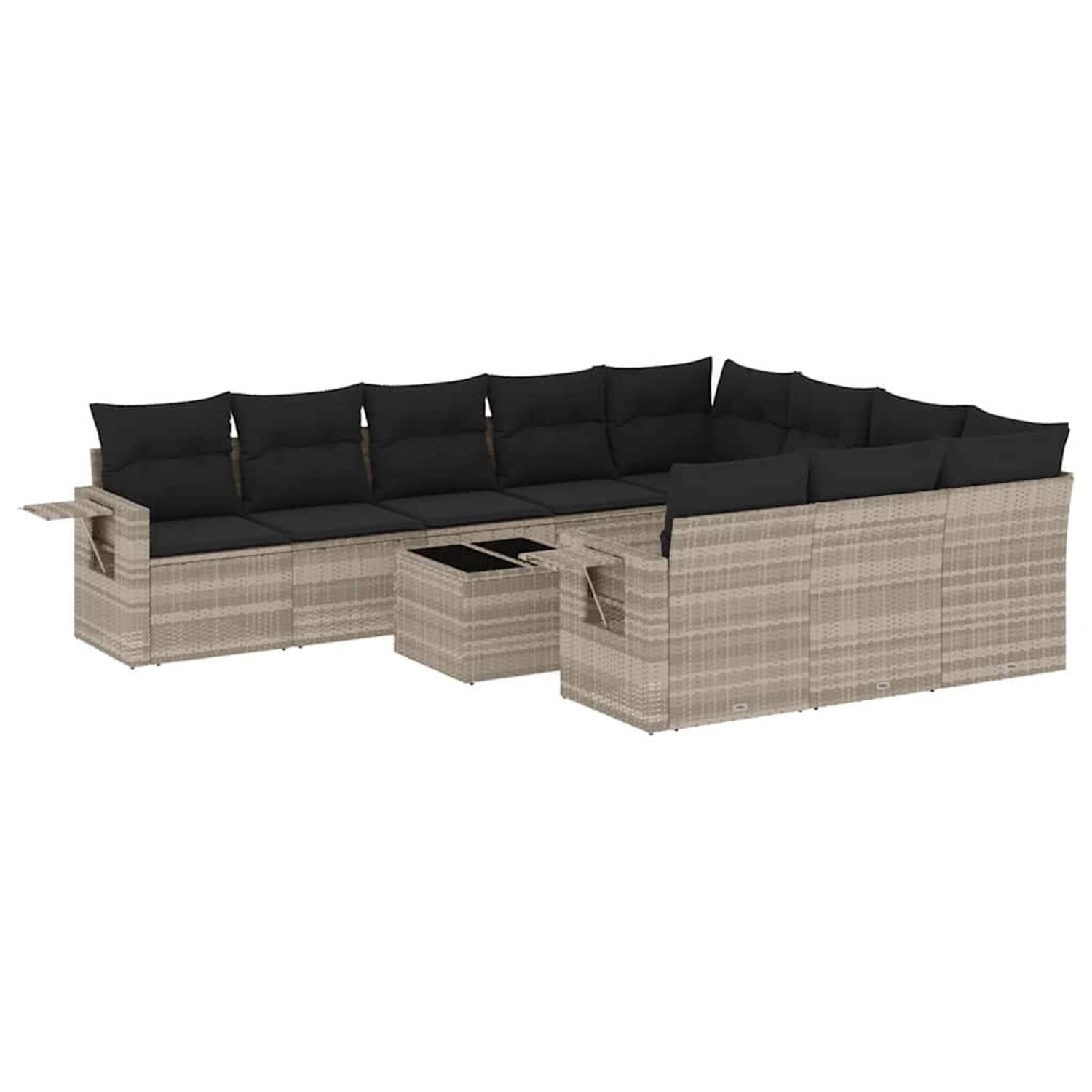 vidaXL 11-Tlg Garten-Sofagarnitur mit Kissen Hellgrau Poly Rattan 3220701 günstig online kaufen