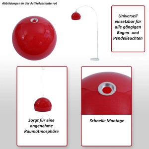 Roter Kunststoff-Lampenschirm Ø 40cm für Bogen- und Pendelleuchten. Vielseitig einsetzbar, schnelle Montage.