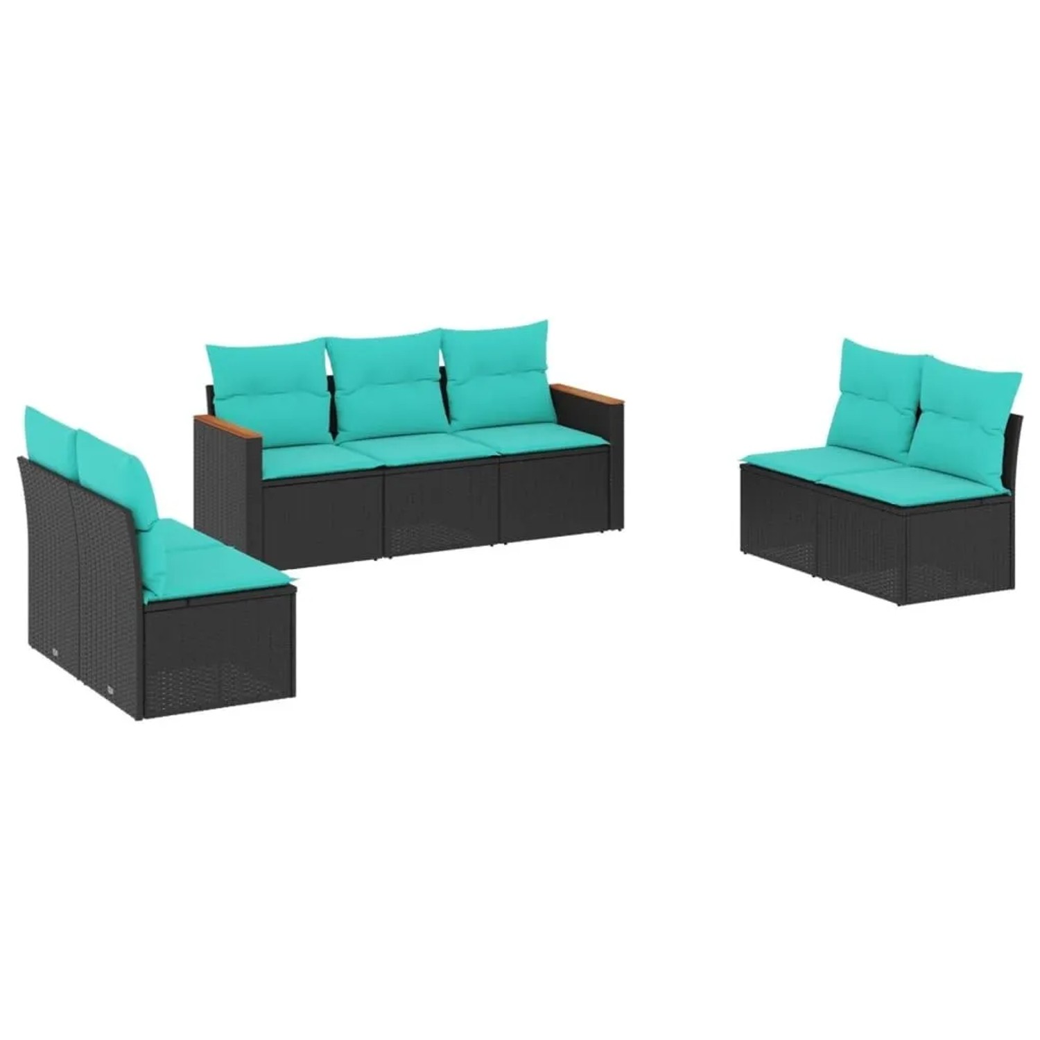 vidaXL 7-Tlg Gartensofa-Set mit Kissen Schwarz Polyrattan 3225875 günstig online kaufen