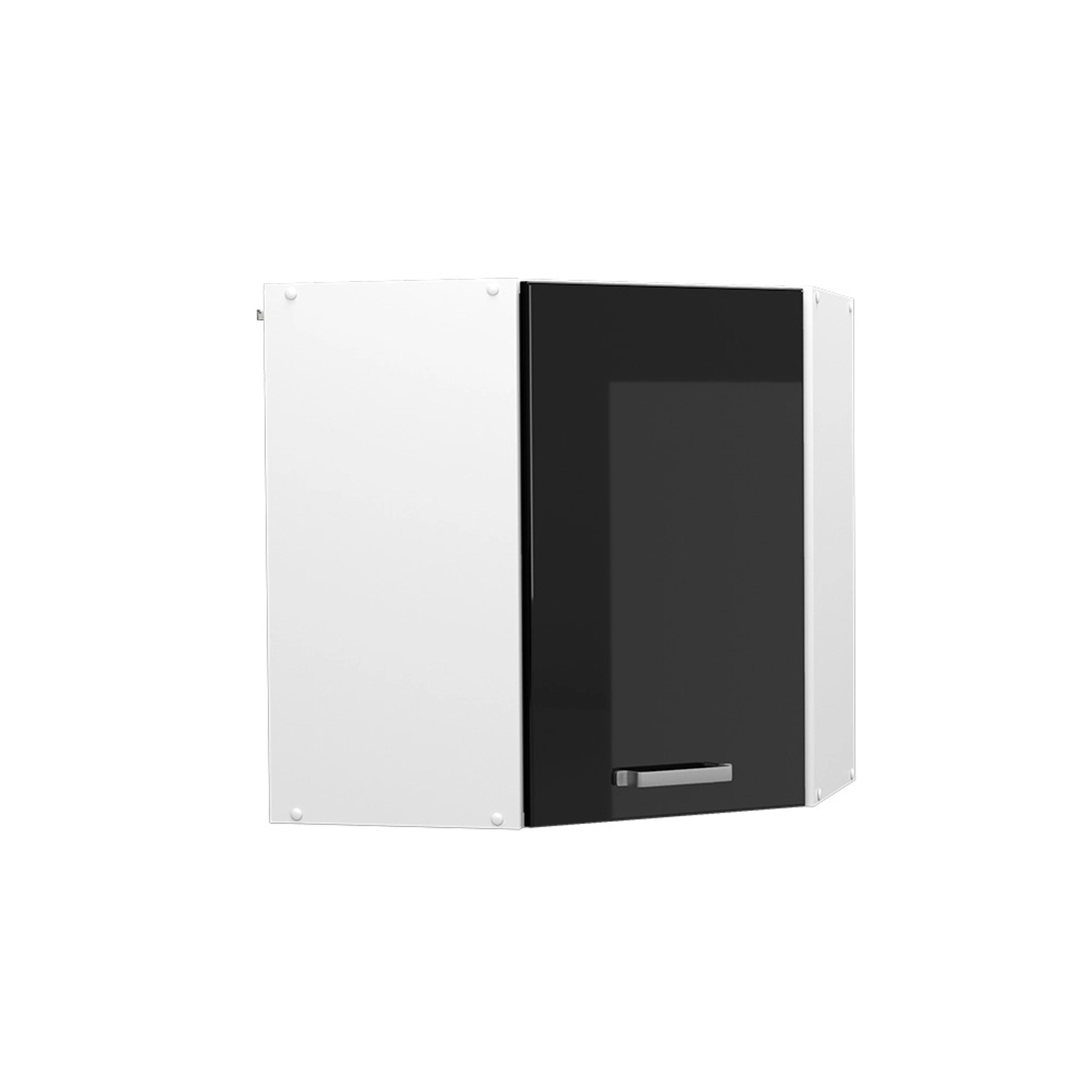 Vicco Eckhängeschrank R-Line Küchen-Eckschrank Schwarz Hochglanz/Weiß 57 cm