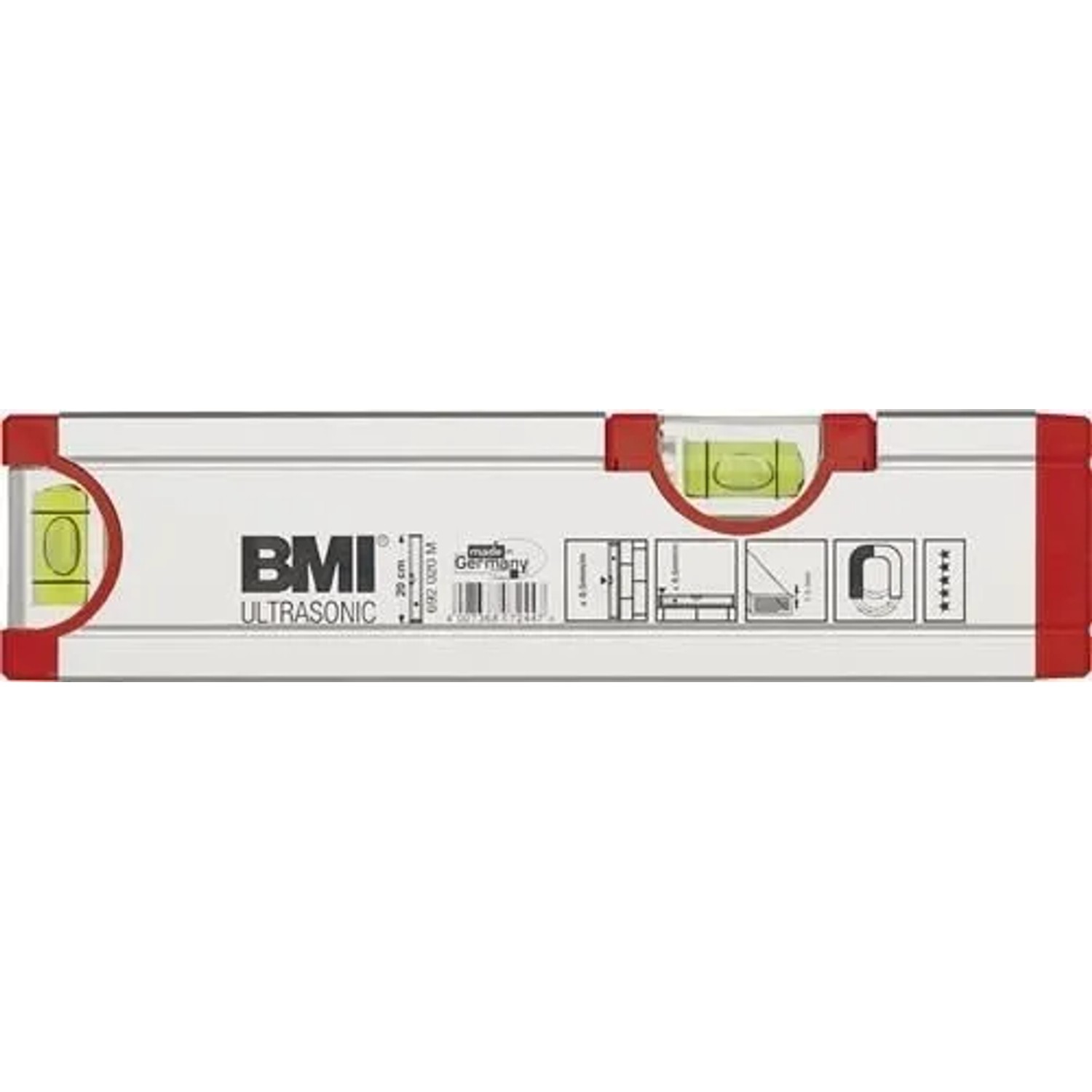 BMI Wasserwaage ULTRASONIC 20Cm Alu Silber   0 5Mm M M Magnet 692020M