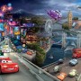 Disney Cars Fototapete mit Lightning McQueen vor Stadtkulisse, 160x110 cm.