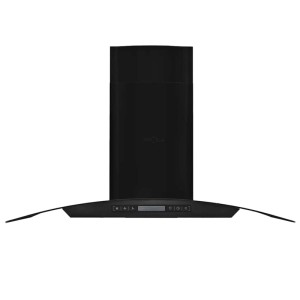 Schwarze vidaXL Dunstabzugshaube zur Wandmontage, 90 cm breit, aus Edelstahl mit LCD-Display.