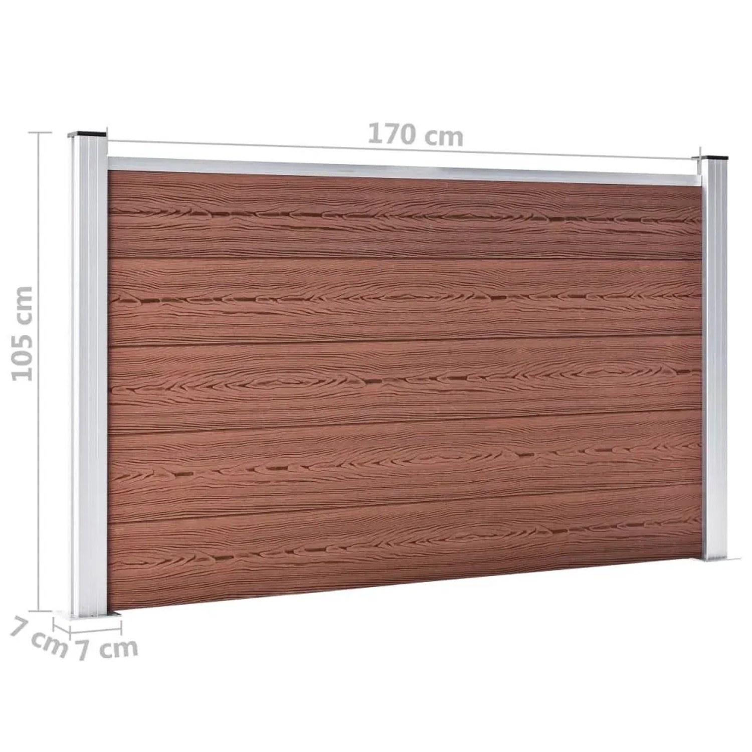 vidaXL Gartenzaun WPC, 699x106 cm, braun. Zaunpaneel aus Holz-Kunststoff-Verbund mit Aluminiumpfosten.