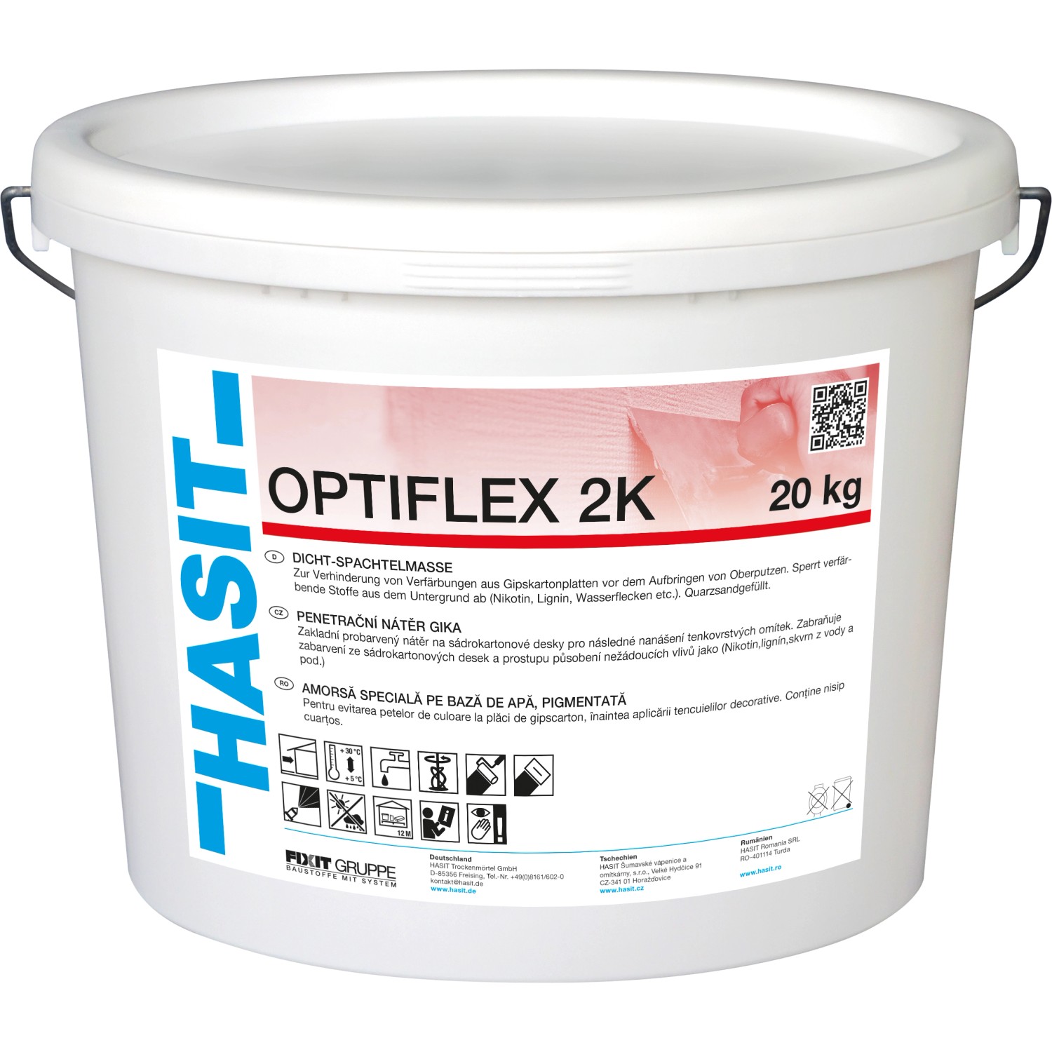Hasit Optiflex 2K Dicht-Spachtelmasse, 20 kg Eimer, grau, für Isolier- & Sperrgrund