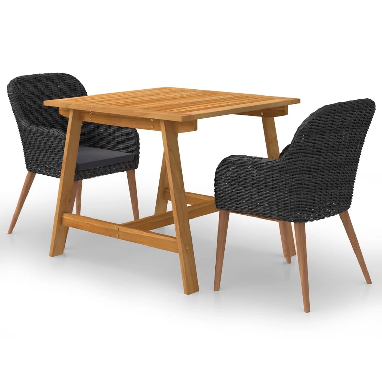 vidaXL 3-Tlg Garten-Essgruppe Schwarz 3068718