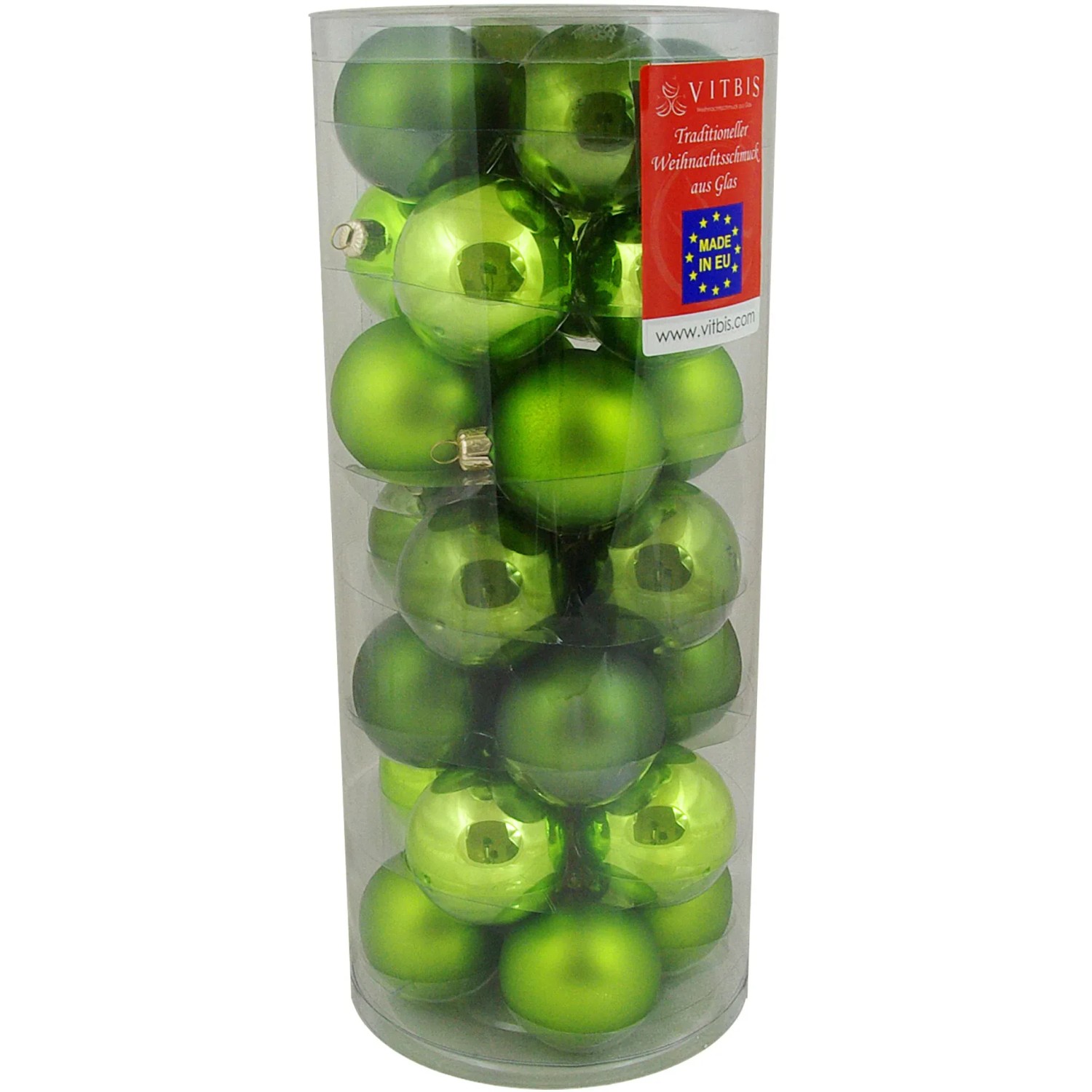 Vitbis Weihnachtskugel-Mix Glas ø 6 cm 28 Stück Grün