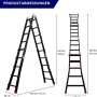 PROREGAL 3-in-1 Mehrzweckleiter APOLLO, Aluminium, schwarz, als Steh- und Anlegeleiter mit Höhenangaben.