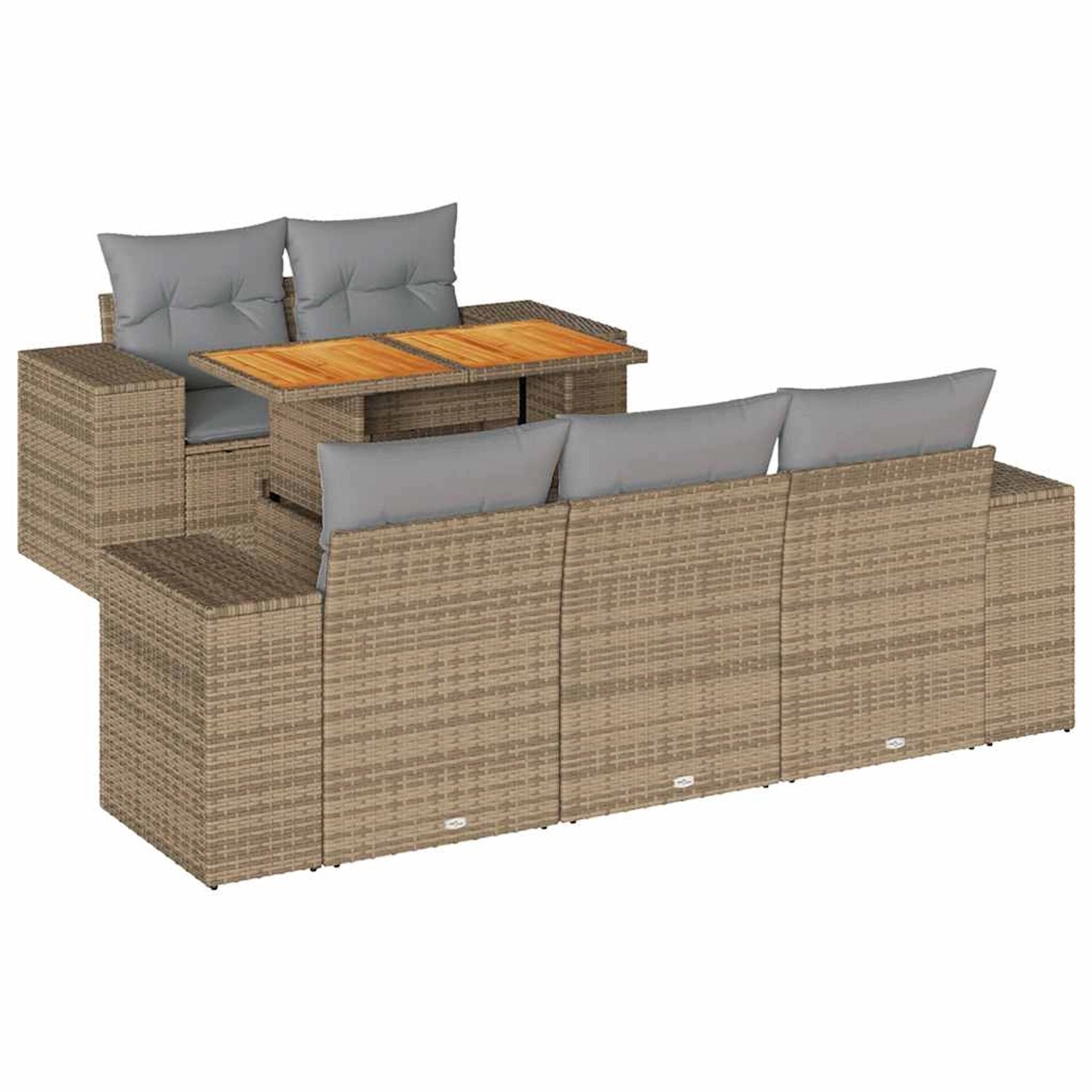 vidaXL 6-Tlg Garten-Sofagarnitur mit Kissen Beige Poly Rattan 3327328 günstig online kaufen