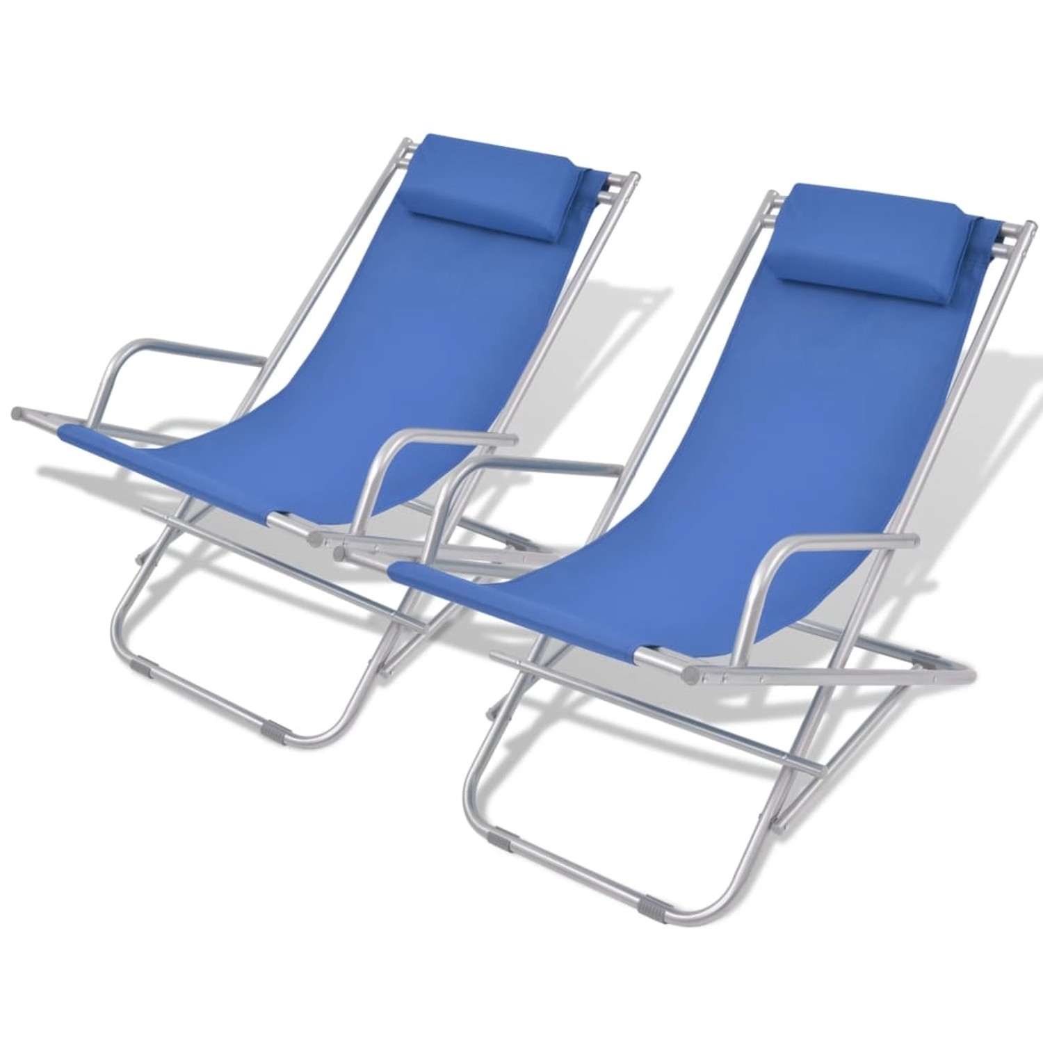 vidaXL Liegestühle 2 Stk Stahl Blau 42935