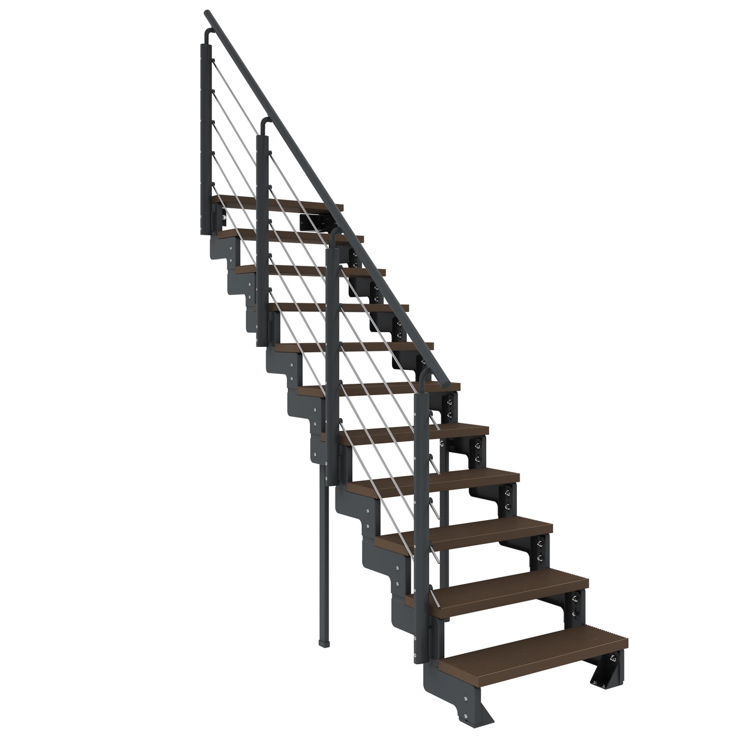 Dolle Außentreppe Gardentop Anthrazit 11 Stufen 80 cm Braun inkl. Geländer günstig online kaufen