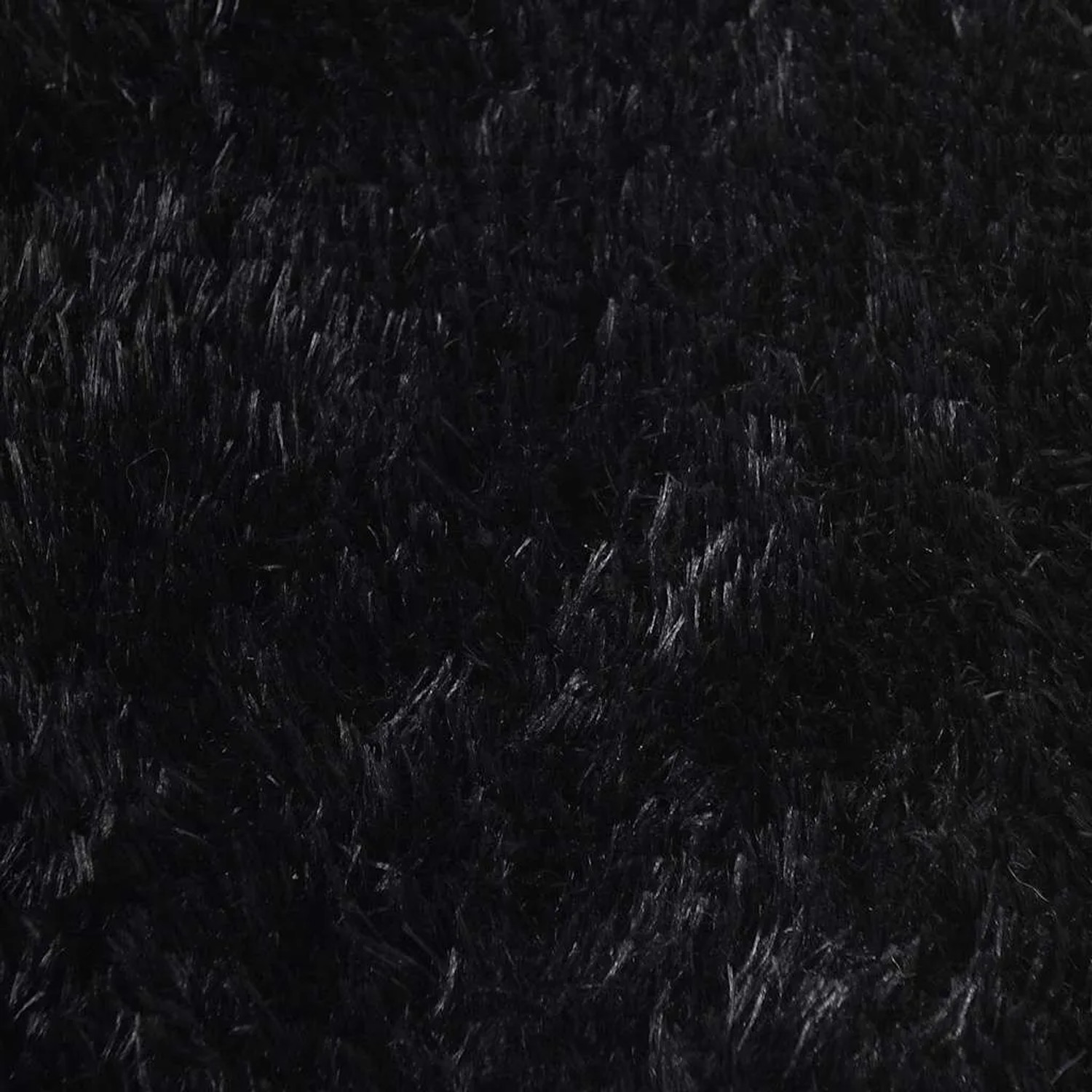 Schwarzer, runder Hochflorteppich NAVARRA, 160x160 cm, aus Polyester.