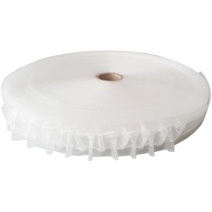 Rolle transparentes, weißes Smokband (25mm, 5m) für Fenstervorhänge.