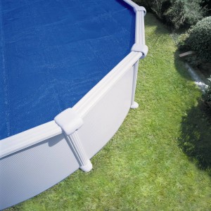 Blau Solarplane als Luftpolster Poolabdeckung für runde Pools mit 350/360cm Durchmesser.