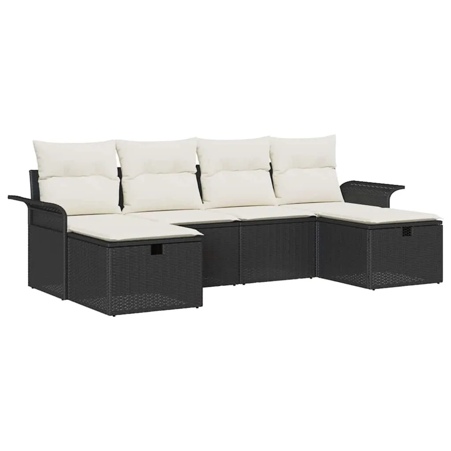 vidaXL Gartensofa-set mit Kissen 6-Tlg Schwarz und Creme Poly-Rattan 335891 günstig online kaufen