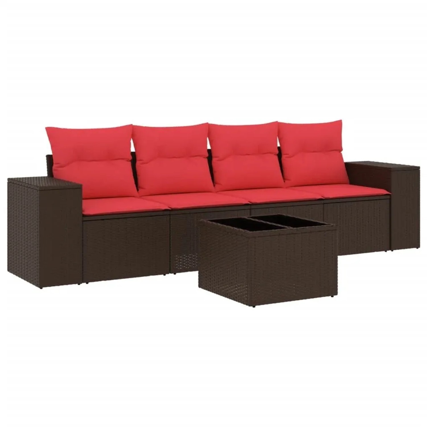 vidaXL 5-Tlg Gartensofa-Set mit Kissen Braun Polyrattan 3222293