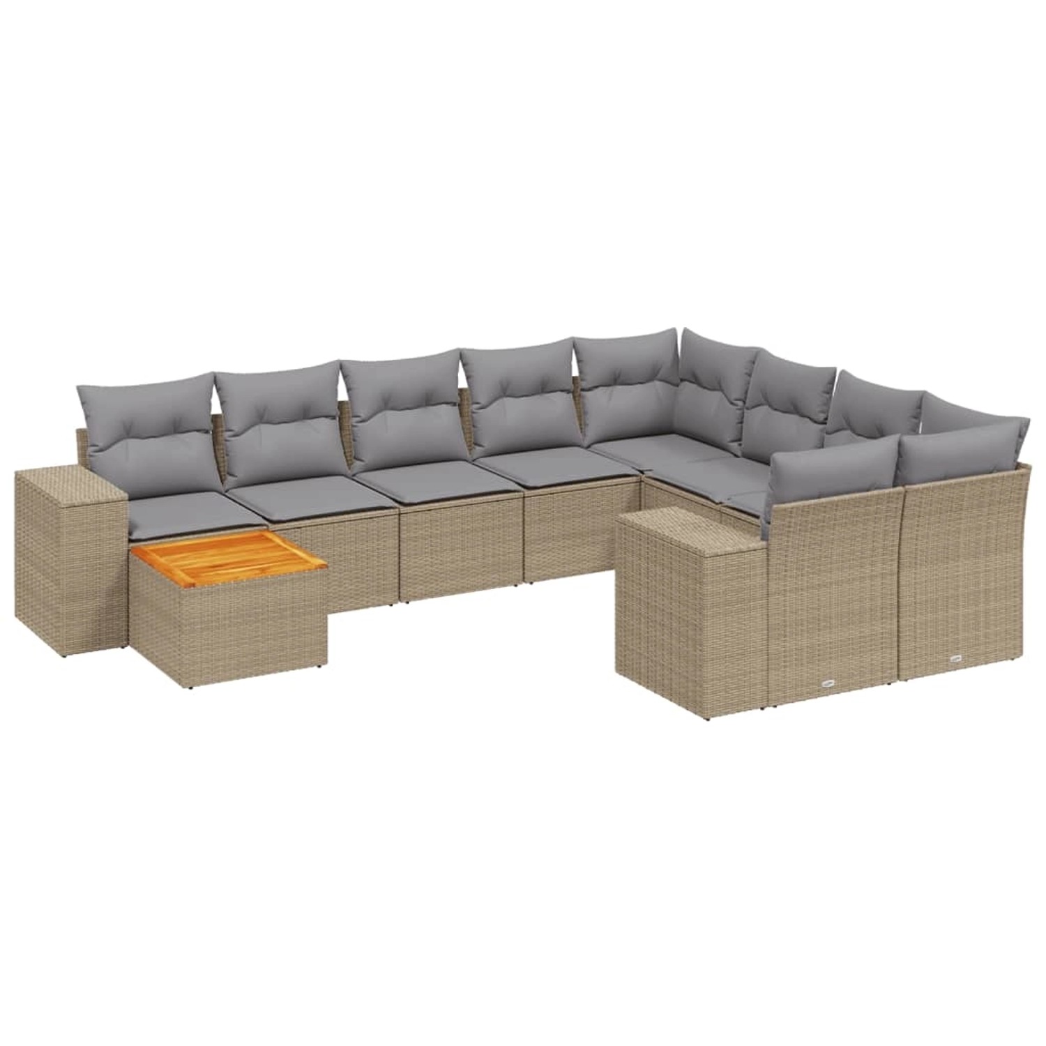 vidaXL 10-Tlg Garten-Sofagarnitur mit Kissen Beige Poly Rattan 3257942 günstig online kaufen