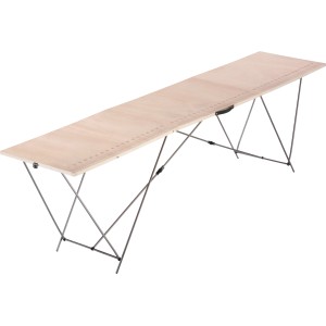 LUX Holz-Tapeziertisch mit Stahlgestell, 300x60cm, mit aufgedruckter Messskala.