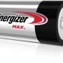 Energizer Max D Mono Batterie, Alkali, 4er-Pack. Silbernes Gehäuse mit schwarzem Pluspol.