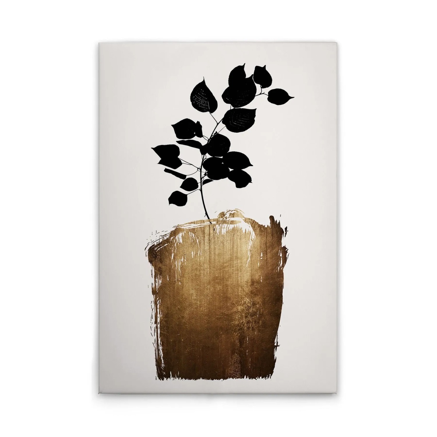 Tadessi Leinwandbild - M1-No.50708 - Blätter Schwarz Gold - 40 x 60 cm - Querformat