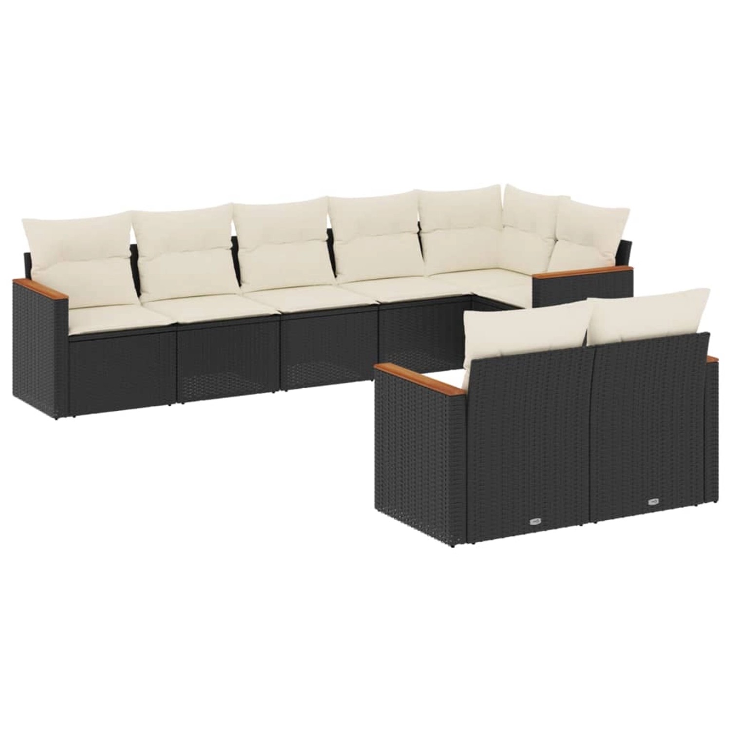 vidaXL 8-Tlg Garten-Sofagarnitur mit Kissen Schwarz Poly Rattan 3226147