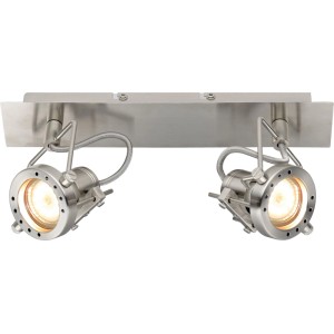 Nickelmatter LED-Spot Dusino mit zwei Leuchten und warmweißem Licht.