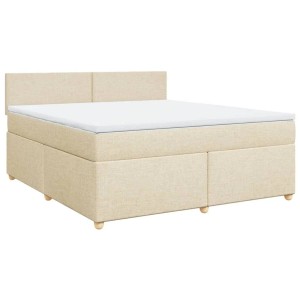 vidaXL Boxspringbett mit Matratze Creme 180x200 cm Stoff 3289057