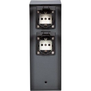 Anthrazitfarbene 4-fach Steckdosensäule IP44 für den Außenbereich.