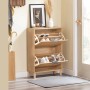 SoBuy Schuhschrank Schmal Schuhkommode mit 2 Klappen in Holzoptik 60x83x24cm FSR200-II-N_2