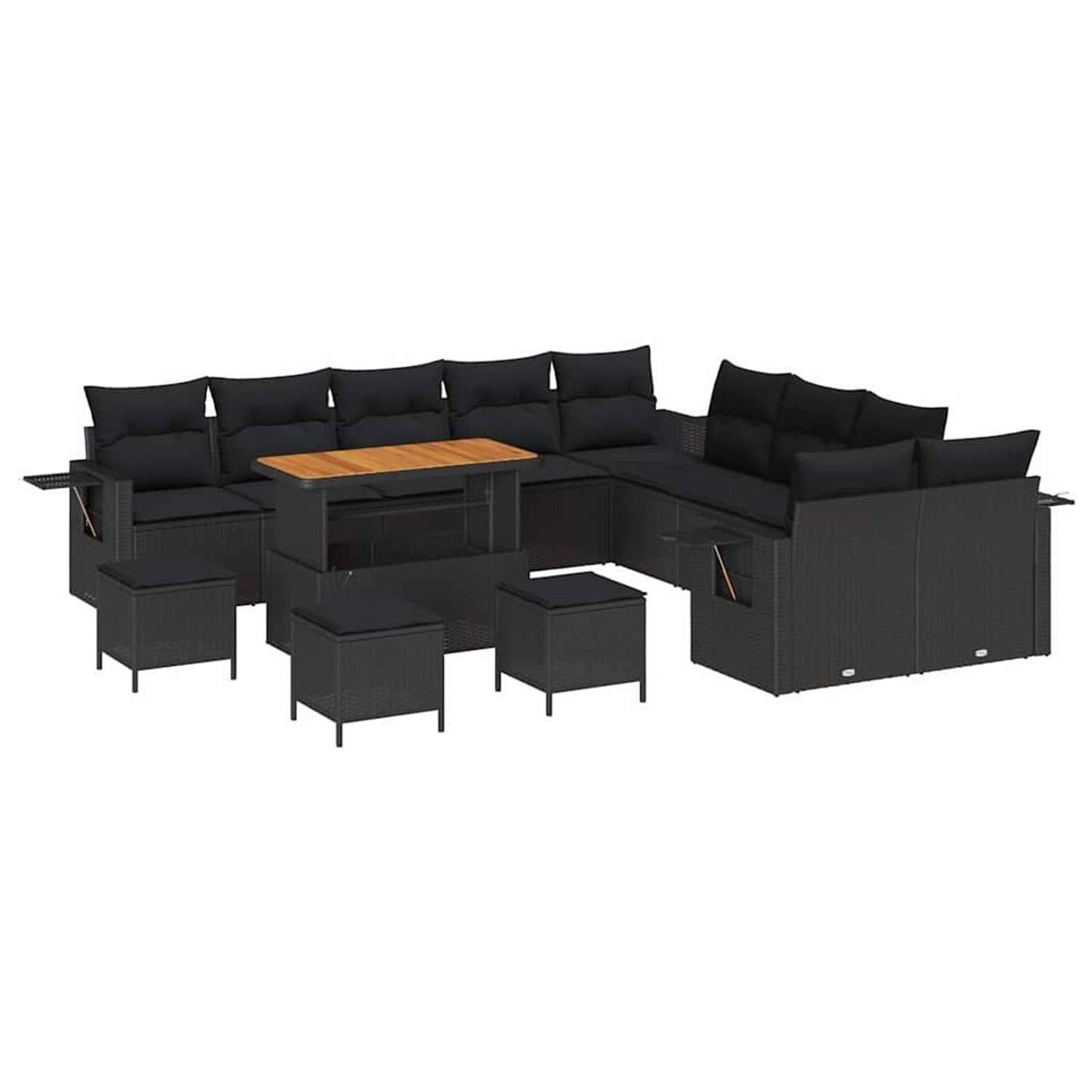 vidaXL Garten-Sofa-Set 14-Tlg Schwarz Poly Rattan 3361809 günstig online kaufen