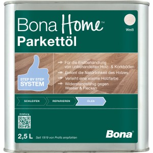 Bona Home Parkett-Öl Weiß 2,5l Dose für die Erstbehandlung von Holzböden.