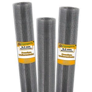 Aquagart Volierendraht, 40m x 1m, Maschenweite 6,3mm, verzinkter Draht für Zaunbau & Garten.