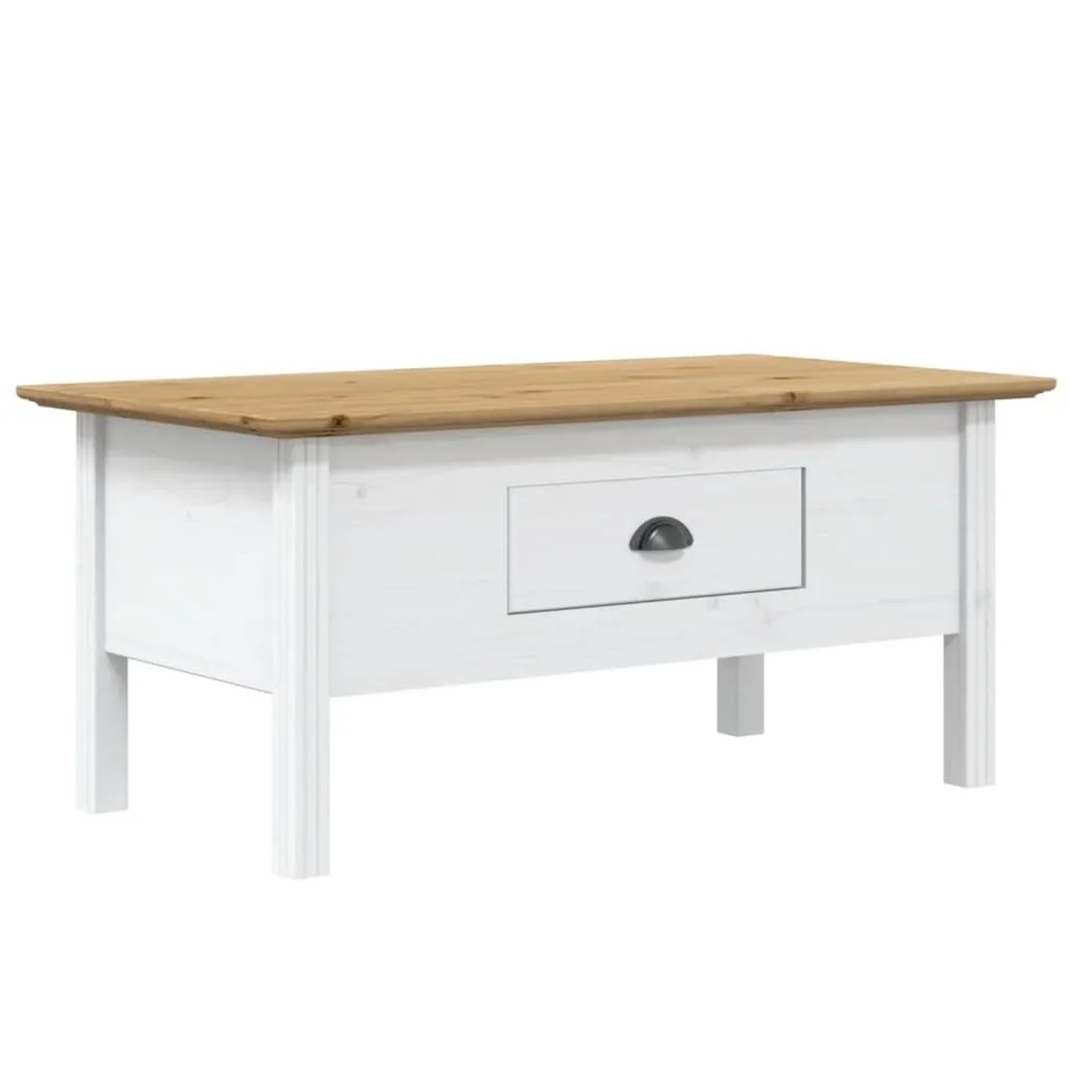 vidaXL Couchtisch BODO Weiß und Braun 100x55x46 cm Massivholz Kiefer 355069