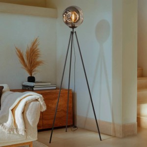 LindbyDreibein Tripod Stehlampe Valentina 10019850 Design Modern in Braun aus Metall 1-flammig E27 Wohnzimmerleuchte