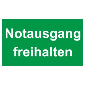 Grünes Warnschild: Notausgang freihalten, 25x15 cm, für Innen- und Außenbereich.