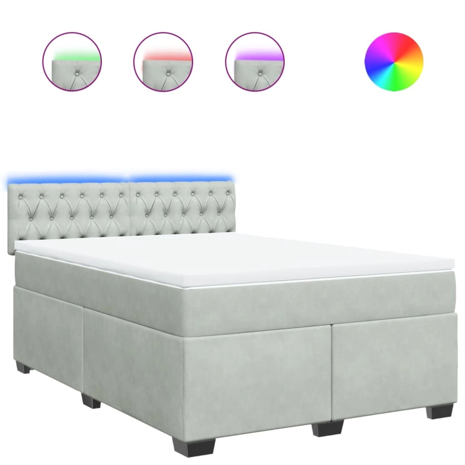vidaXL Boxspringbett mit Matratze Hellgrau 140x200 cm Samt 3288636 günstig online kaufen
