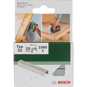Bosch Feindrahtklammern, 10 mm, Typ 53, 1000 Stück, für Tacker. Universell einsetzbar.