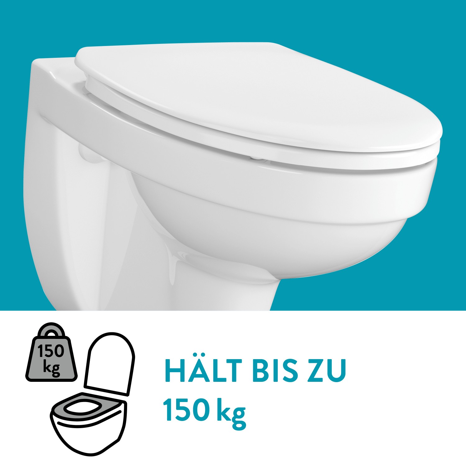 Weißes, spülrandloses baliv Wand WC-Set Aberdeen mit Soft-Close-Sitz.